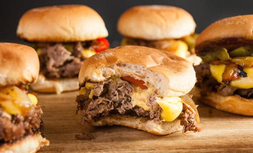 Philly Cheesesteak Sliders with Homemade Beer Cheese Whiz - Seasoned ...