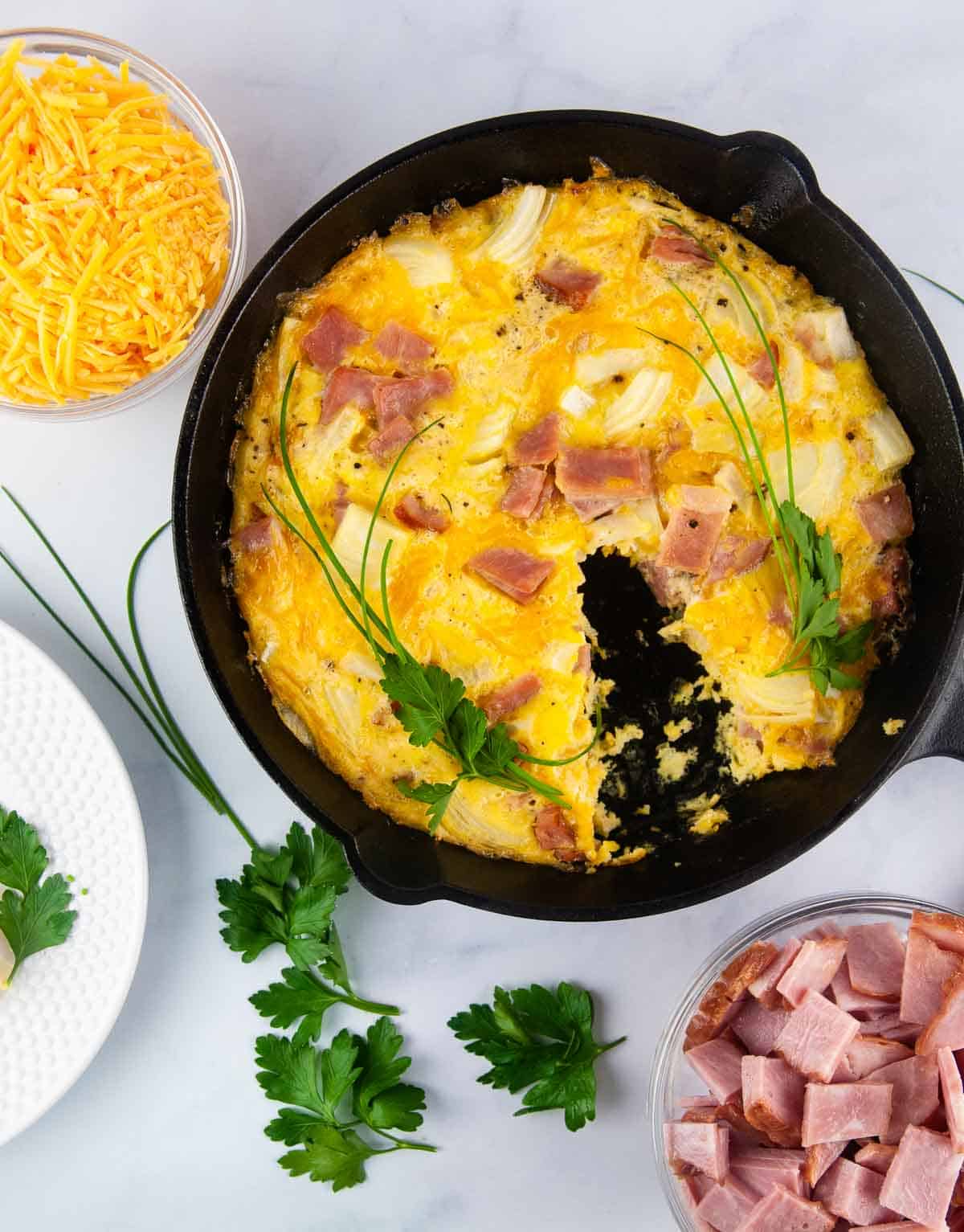 Ham and Cheese Frittata (Ham and Cheese Crustless Quiche)-10 - Seasoned ...