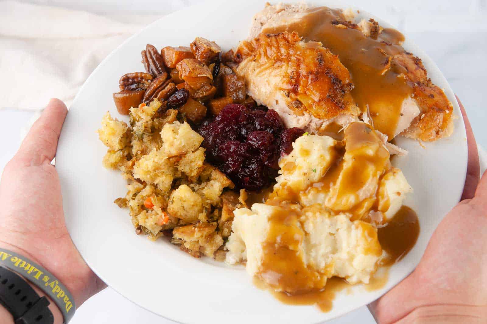 Buttery garlic herb ciabatta stuffing is a yummy vegetarian stuffing recipe perfect as a part of any holiday dinner.