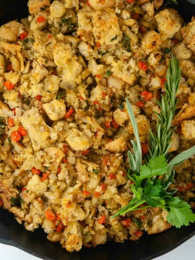 Garlic Herb Ciabatta Stuffing (Vegetarian Stuffing Recipe)