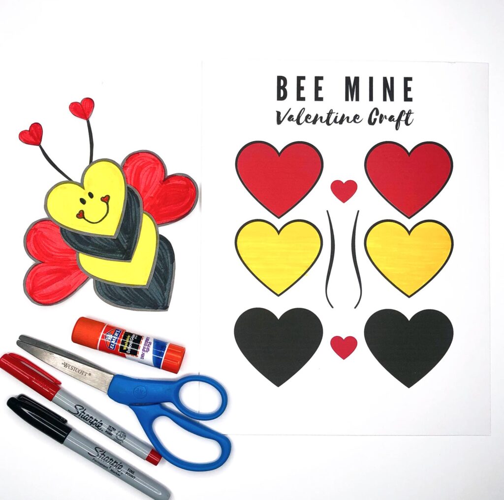 Kids Valentine Craft Printable Valentine's Day Bee Craft - Seasoned  Sprinkles