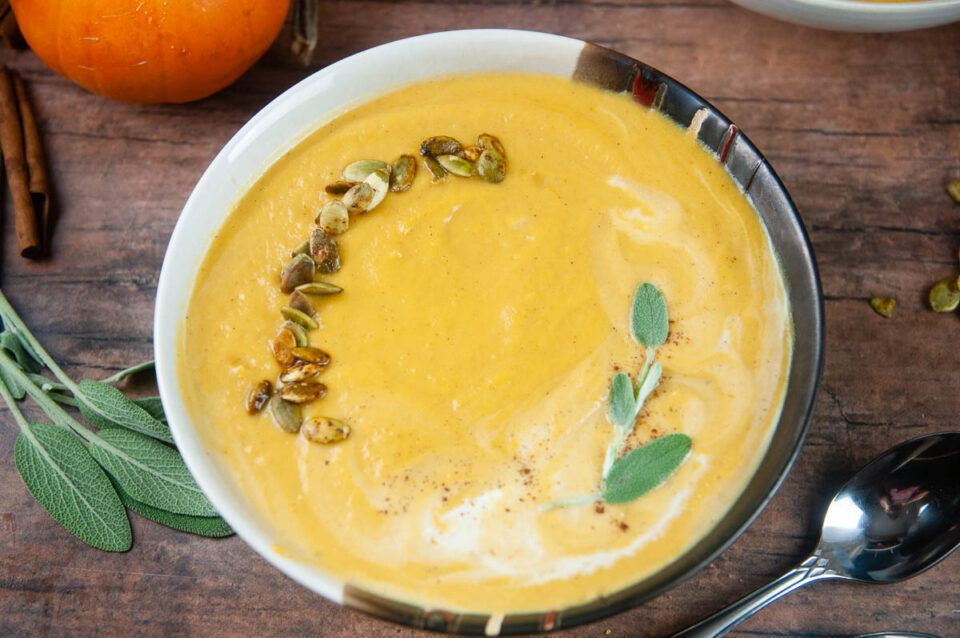 Easy Creamy Sweet Potato and Pumpkin Soup - Seasoned Sprinkles