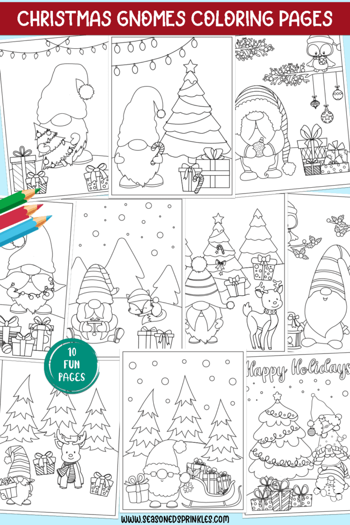 Free Printable Christmas Coloring Pages Christmas Gnomes - Seasoned ...