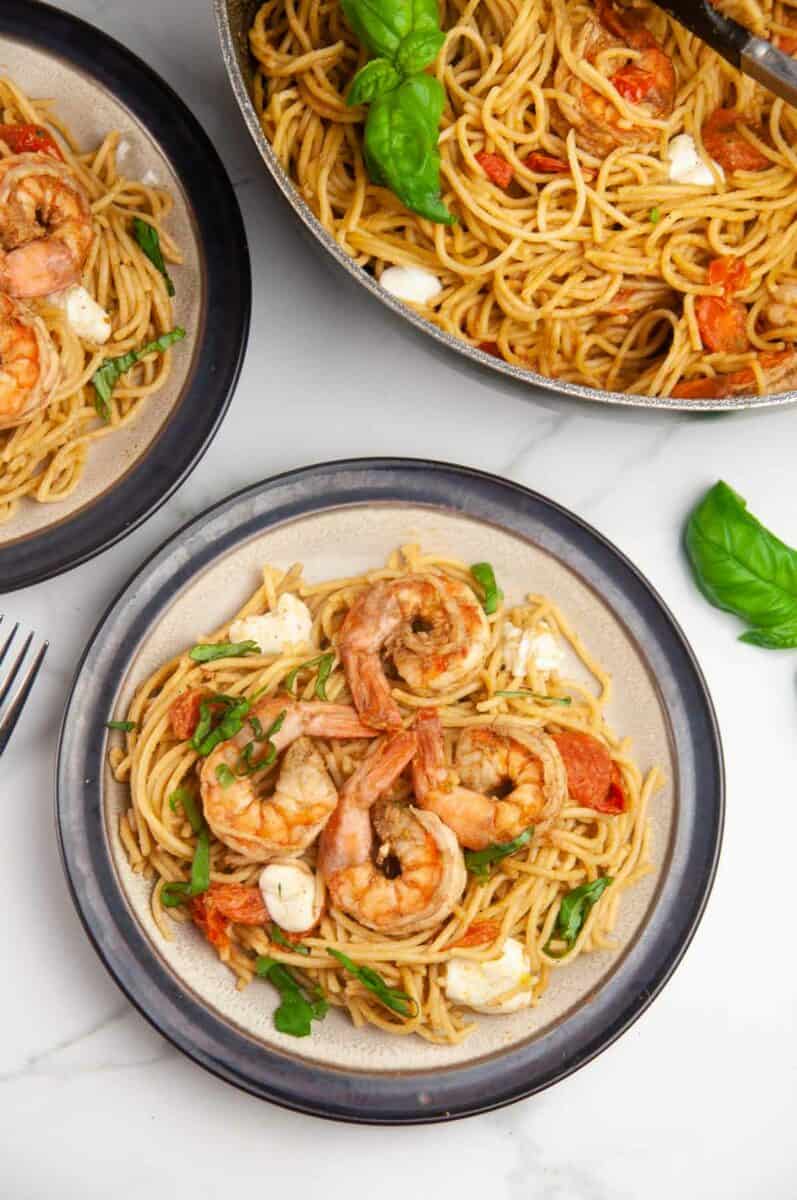 The Best Shrimp Caprese Pasta - Seasoned Sprinkles