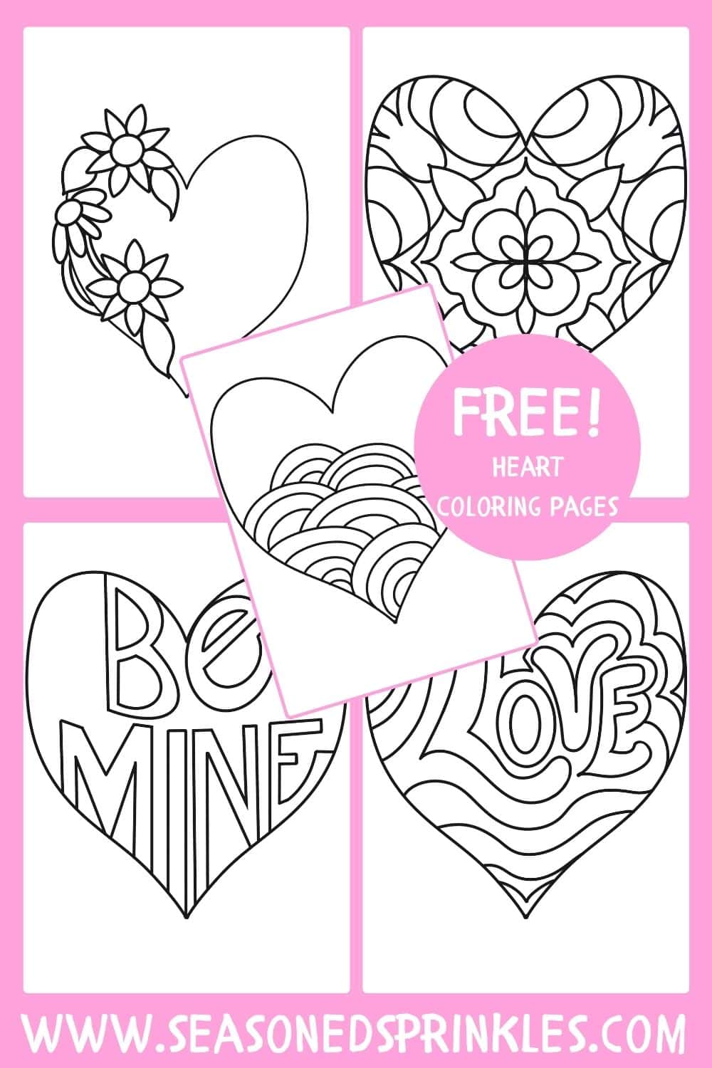 Printable Heart Pictures to Color - Seasoned Sprinkles