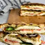 Easy Caprese Panini Sandwiches with Pesto set into a text box reading caprese panini with pesto