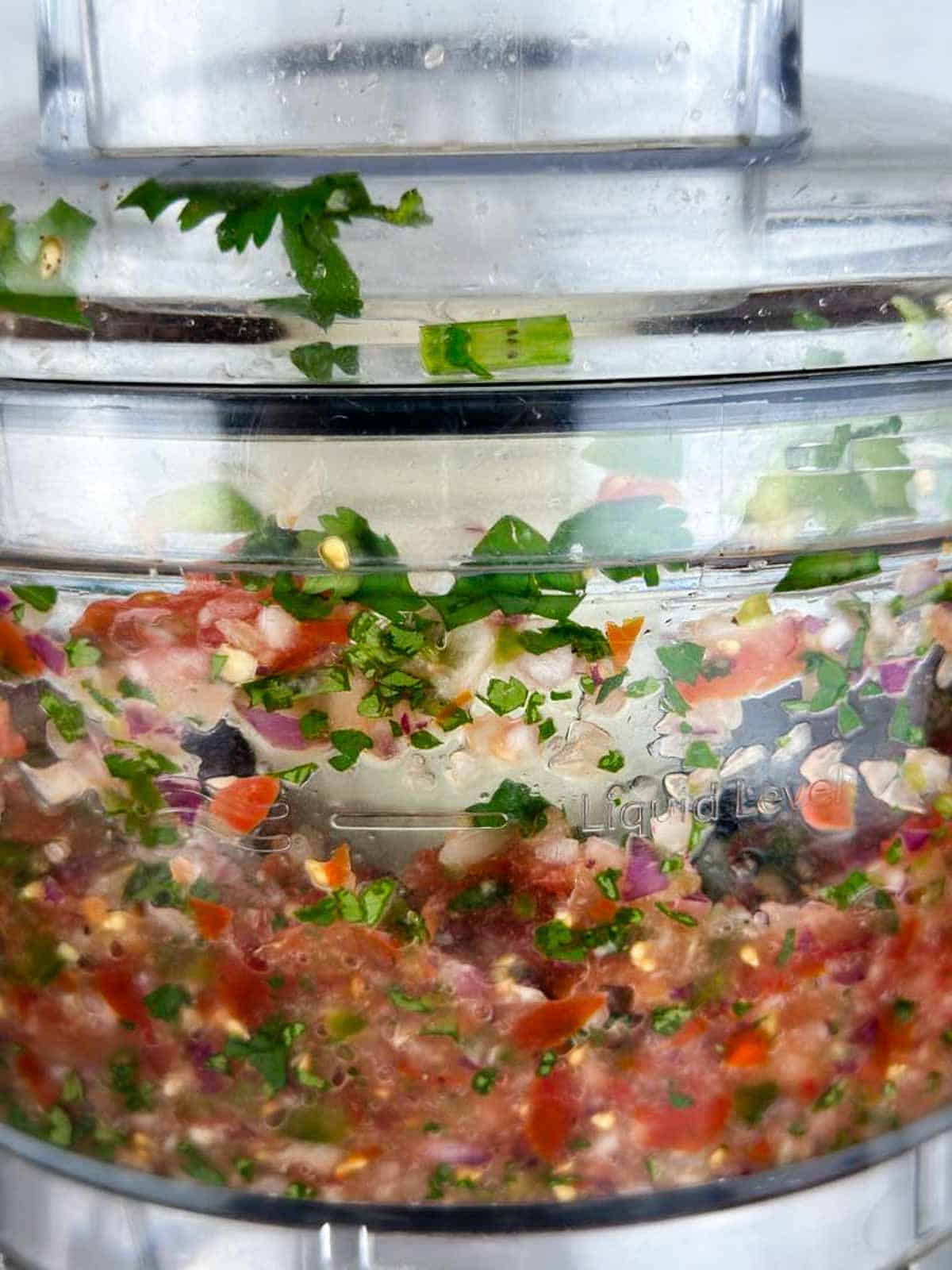 Food process this fresh tomato salsa recipe for a thinner consistency.