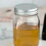 A photo of vanilla simple syrup set into a text box reading vanilla simple syrup