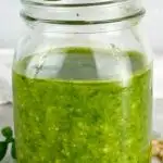 A photo of Traditional Pesto alla Genovese set into a text box with the recipe name