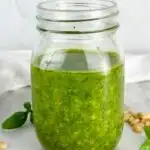 A photo of Traditional Pesto alla Genovese set into a text box with the recipe name