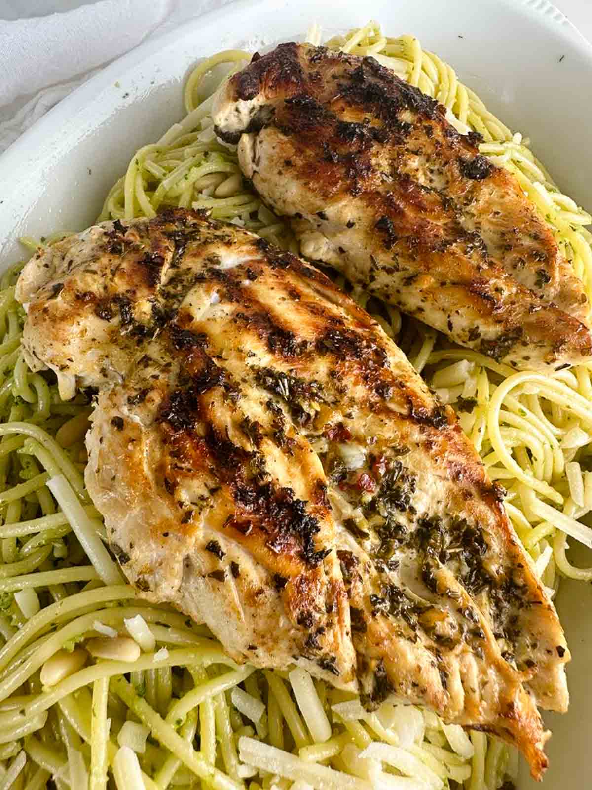 Italian Grilled Chicken over Pesto Pasta