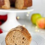 A photo of a slice of apple cider bundt cake set into a text box reading apple cider bundt cake