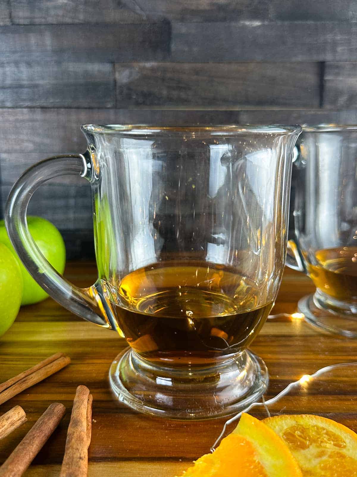 Add the bourbon to a mug.