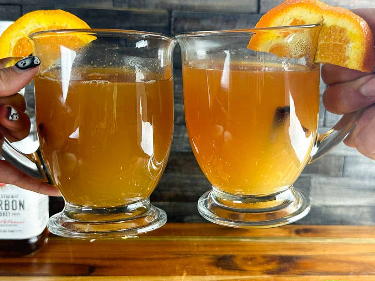 Hot apple cider bourbon cocktails