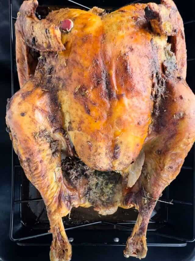 Roasted turkey in a convection oven ready to be served.