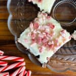 A photo of candy cane brownies set into a text box reading candy cane brownies