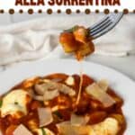 A photo of a plate of gnocchi alla sorrentina set into a text box that says gnocchi alla sorrentina