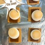 Fully bake smores with golden brown marshmallows. Text reads sheet pan smores in the oven, www.seasonedsprinkles.com