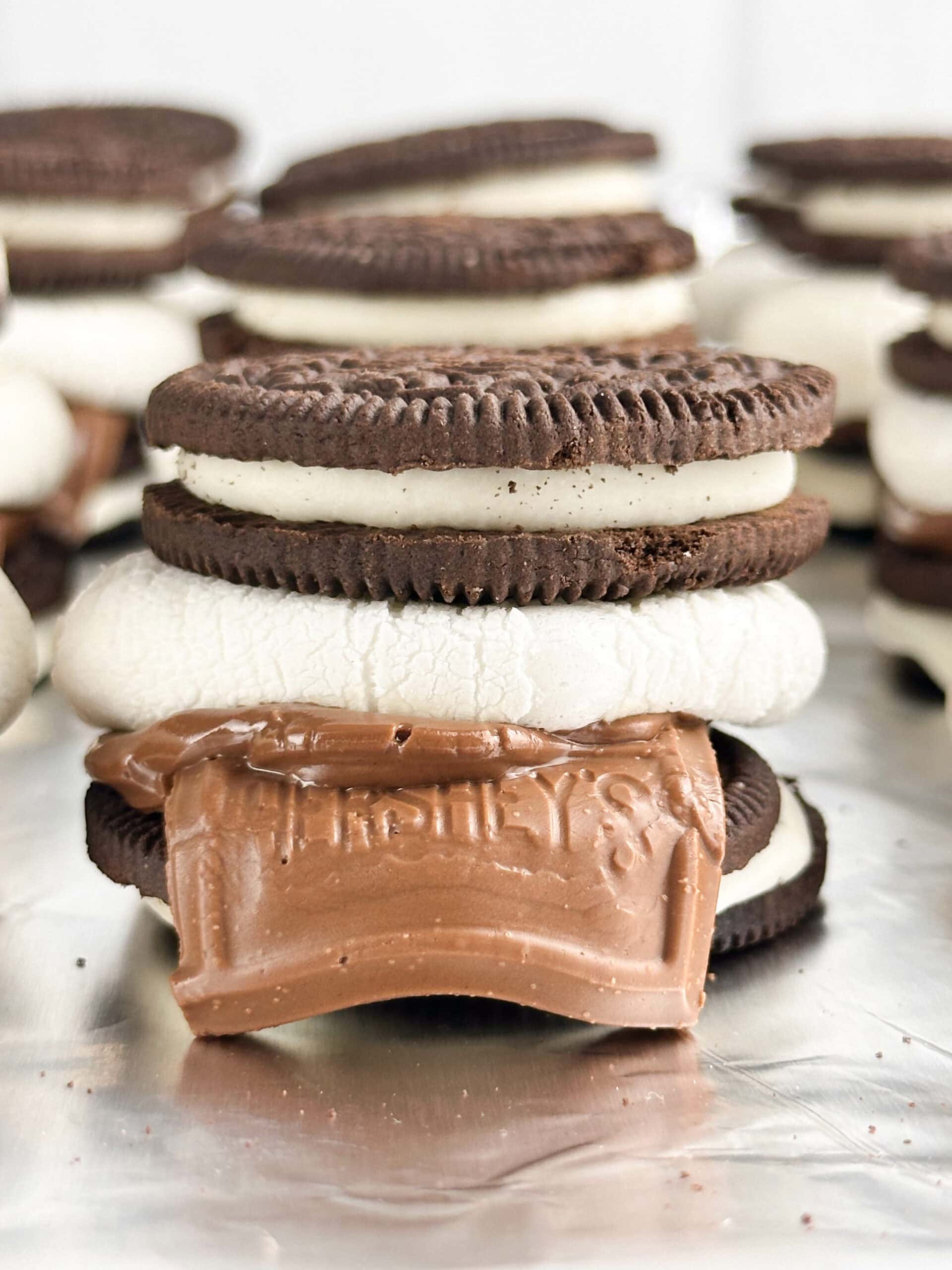 Oreo smore ready to eat with others in the background.