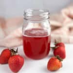 Strawberry Simple Syrup in a jar