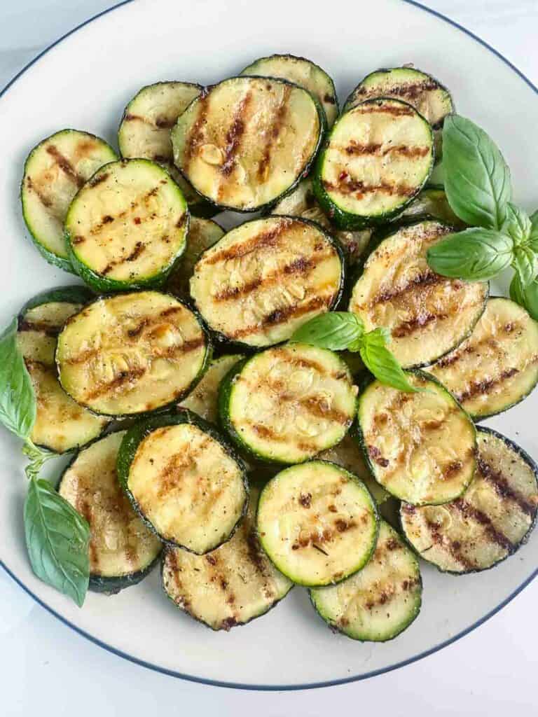 Plate of grilled zucchini.