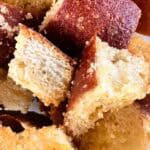 Homemade croutons closeup.