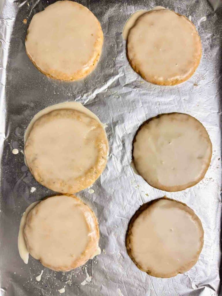 Chai cookies topped with icing.