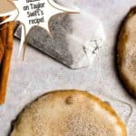 a photo of chai cookies set into a decorative text box reading chai sugar cookies seasonedsprinkles.com