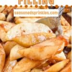 Apple pie filling, text reads: apple pie filling, seasonedsprinkles.com
