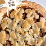 Homemade pie crust shown as apple pie. Text reads pie crust recipe, all butter recipe! www.seasonedsprinkles.com