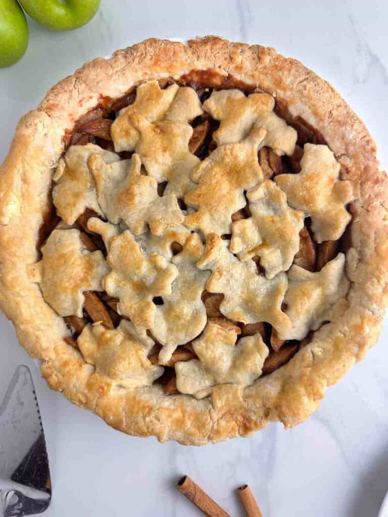 Homemade pie crust recipe used to make an apple pie.