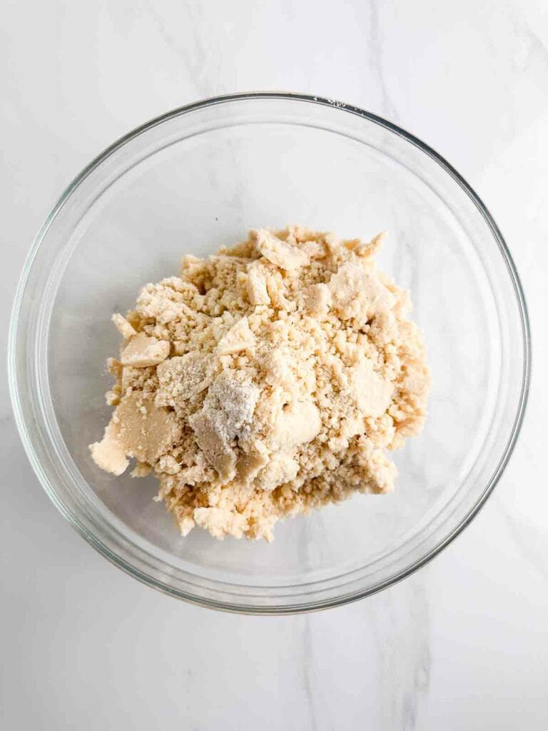 Pie crust dough ready to add water to it.