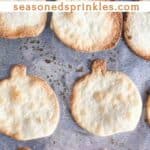 a photos of a Halloween tortilla chips collaged together with a decorative text box reading Halloween tortilla chips seasonedsprinkles.com