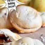 Baked mini apple pies on a tray. Text reads: mini apple pies, perfect holiday dessert, www.seasonedsprinkles.com