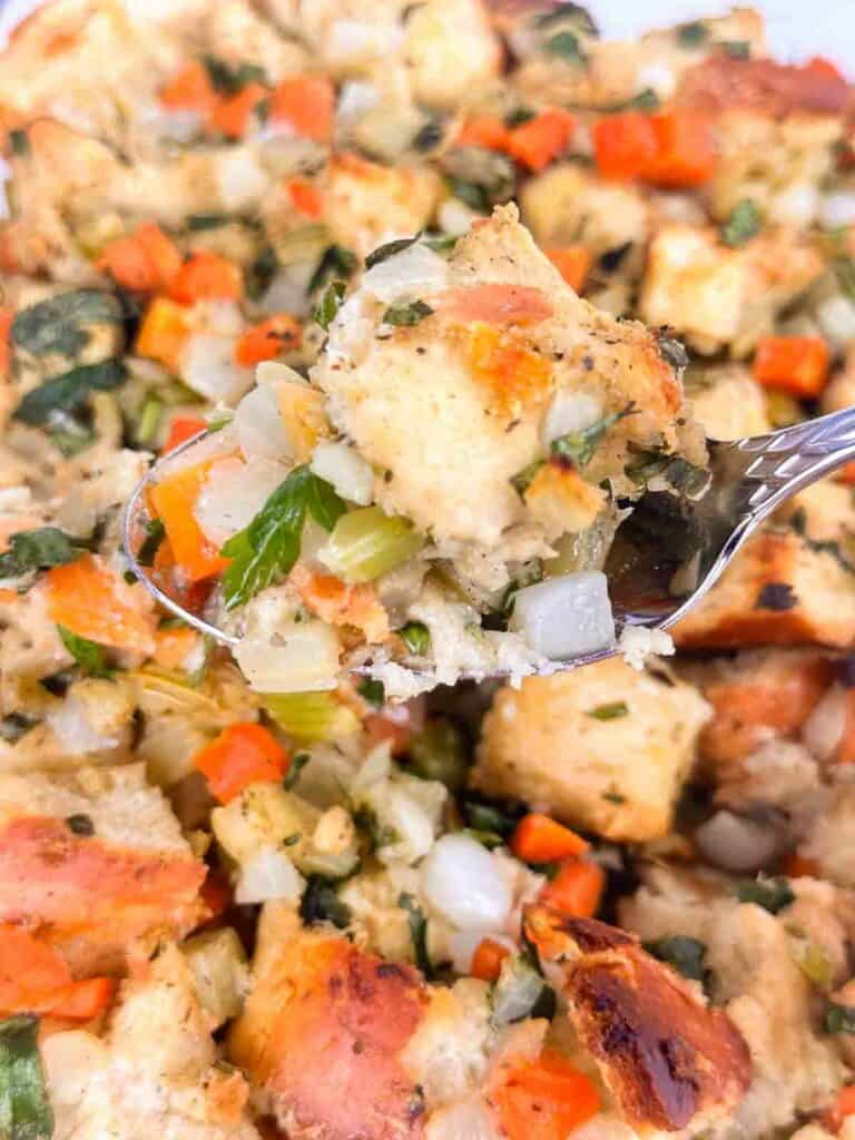 Spoonful of sourdough stuffing.