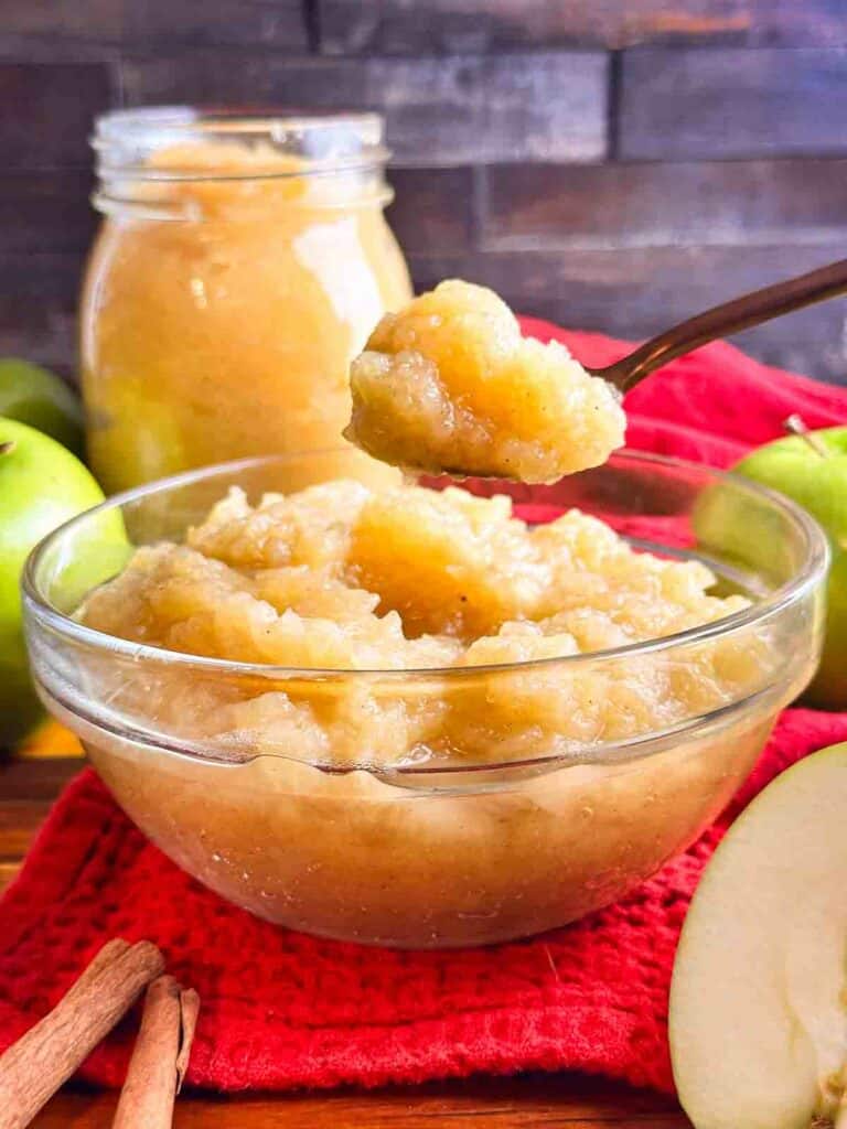 A spoonful of homemade applesauce
