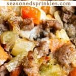 Sausage stuffing, text reads: sausage stuffing, seasonedsprinkles.com