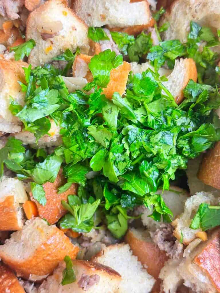 Fresh parsley chopped into pieces.