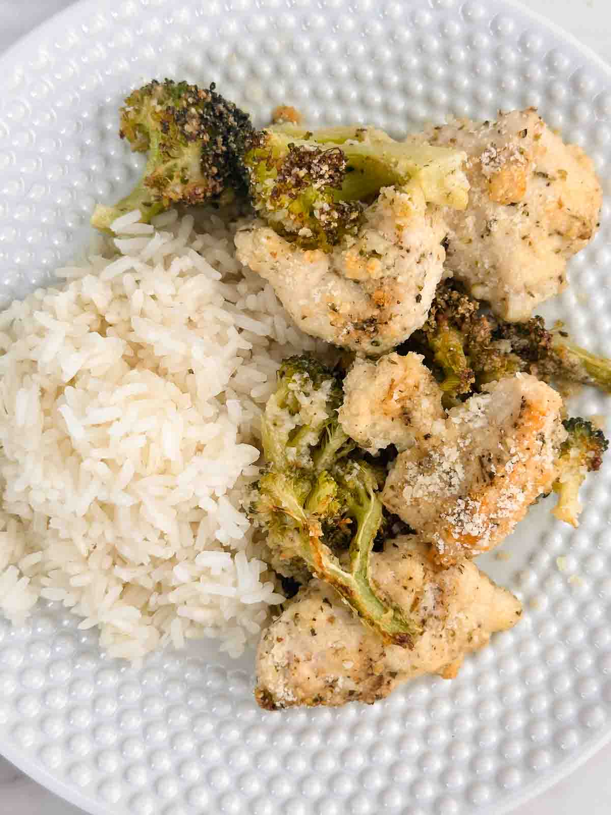 A plate of Sheet Pan Chicken and Broccoli