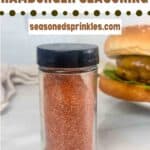 Homemade hamburger seasoning. Text reads: homemade hamburger seasoning, seasonedsprinkles.com