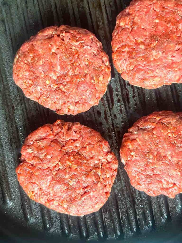 cooking the burger patties