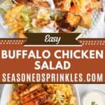 Easy buffalo chicken salad, text reads: easy buffalo chicken salad, seasonedsprinkles.com