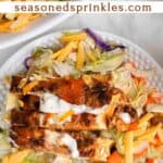Easy buffalo chicken salad, text reads: easy buffalo chicken salad, seasonedsprinkles.com