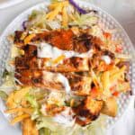Plate of chopped buffalo chicken salad.